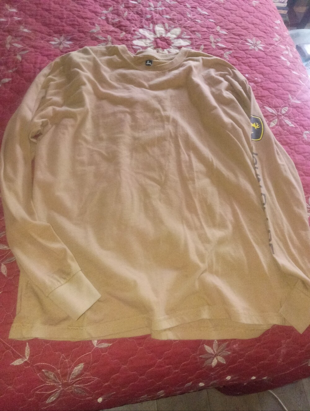 Long Sleeve Casual John Deere Men's Shirt in Tan